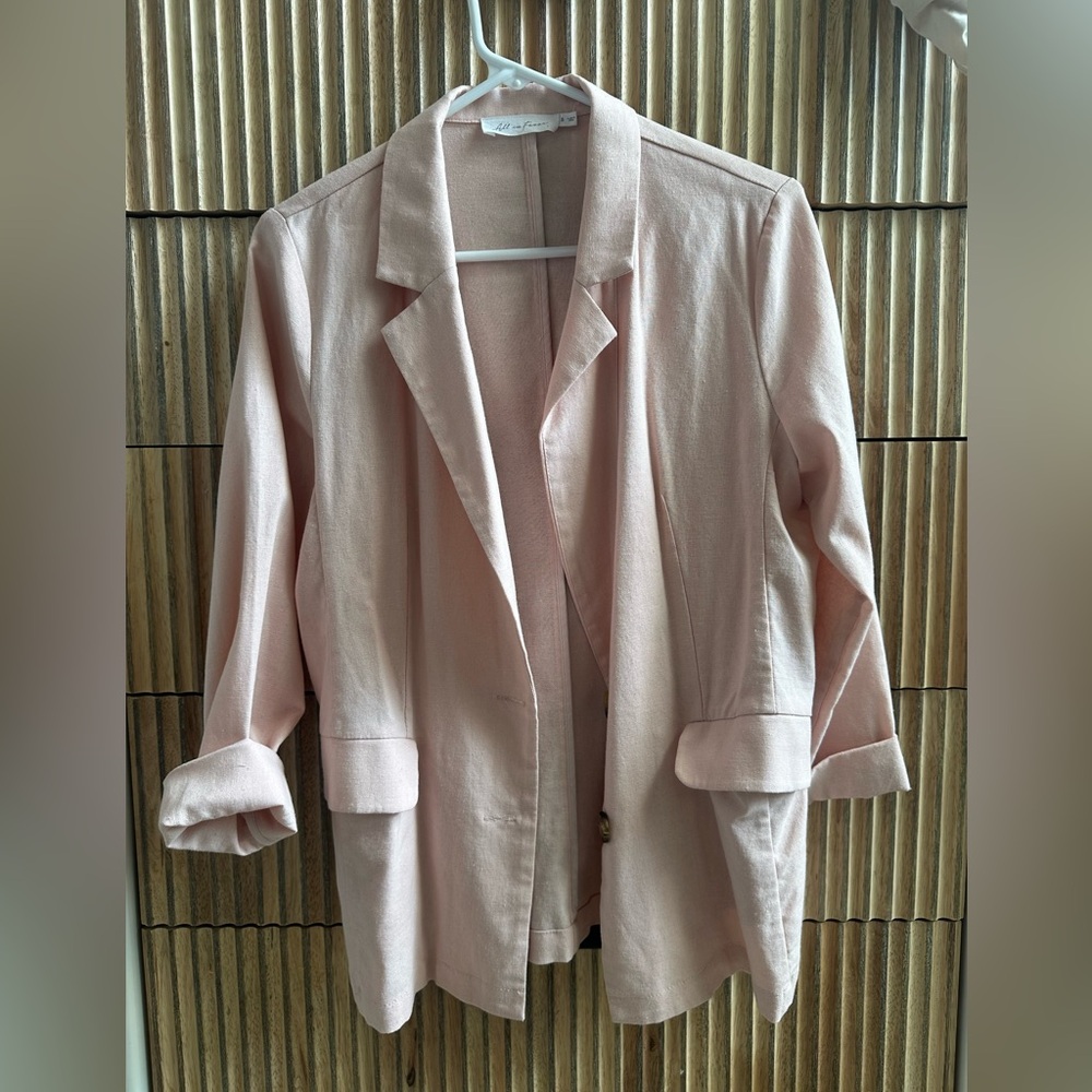 Women’s linen oversized blush pink blazer